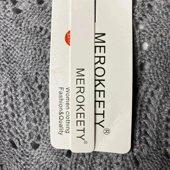 NWT MEROKEETY WO SIZE LARGE GRAY FAUX WRAP SWEATER OPEN WEAVE DESIGN SOFT - Picture 4 of 11